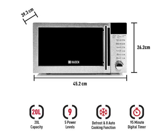 Haden 800W 20L Microwave Stainless Steel