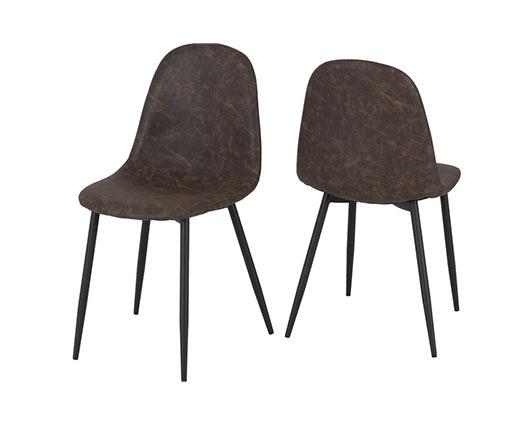 MARLOW & ATHENS DINING SET (X4 CHAIRS) - WHITE MARBLE/BROWN FAUX LEATHER