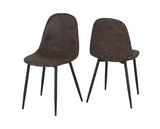 MARLOW & ATHENS DINING SET (X4 CHAIRS) - WHITE MARBLE/BROWN FAUX LEATHER