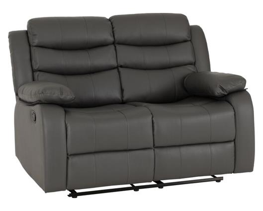 Roma 2 Seater Recliner Sofa - Grey Faux Leather