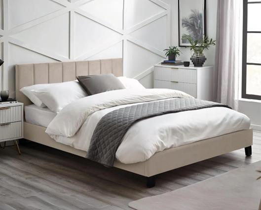 Rosa Velvet Bed in a Box Cream - Double