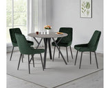ATHENS ROUND & AVERY DINING SET (X4 CHAIRS) - CONCRETE/EMERALD GREEN VELVET