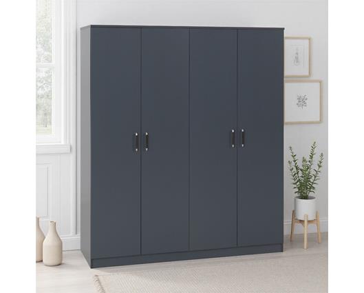 DAKOTA 4 DOOR WARDROBE - DARK GREY
