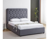 MADISON 4'6" OTTOMAN BED - GREY VELVET FABRIC