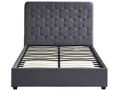 MADISON 4'6" OTTOMAN BED - GREY VELVET FABRIC
