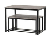 LINCOLN 1+2 DINING BENCH SET - STONE EFFECT/BLACK