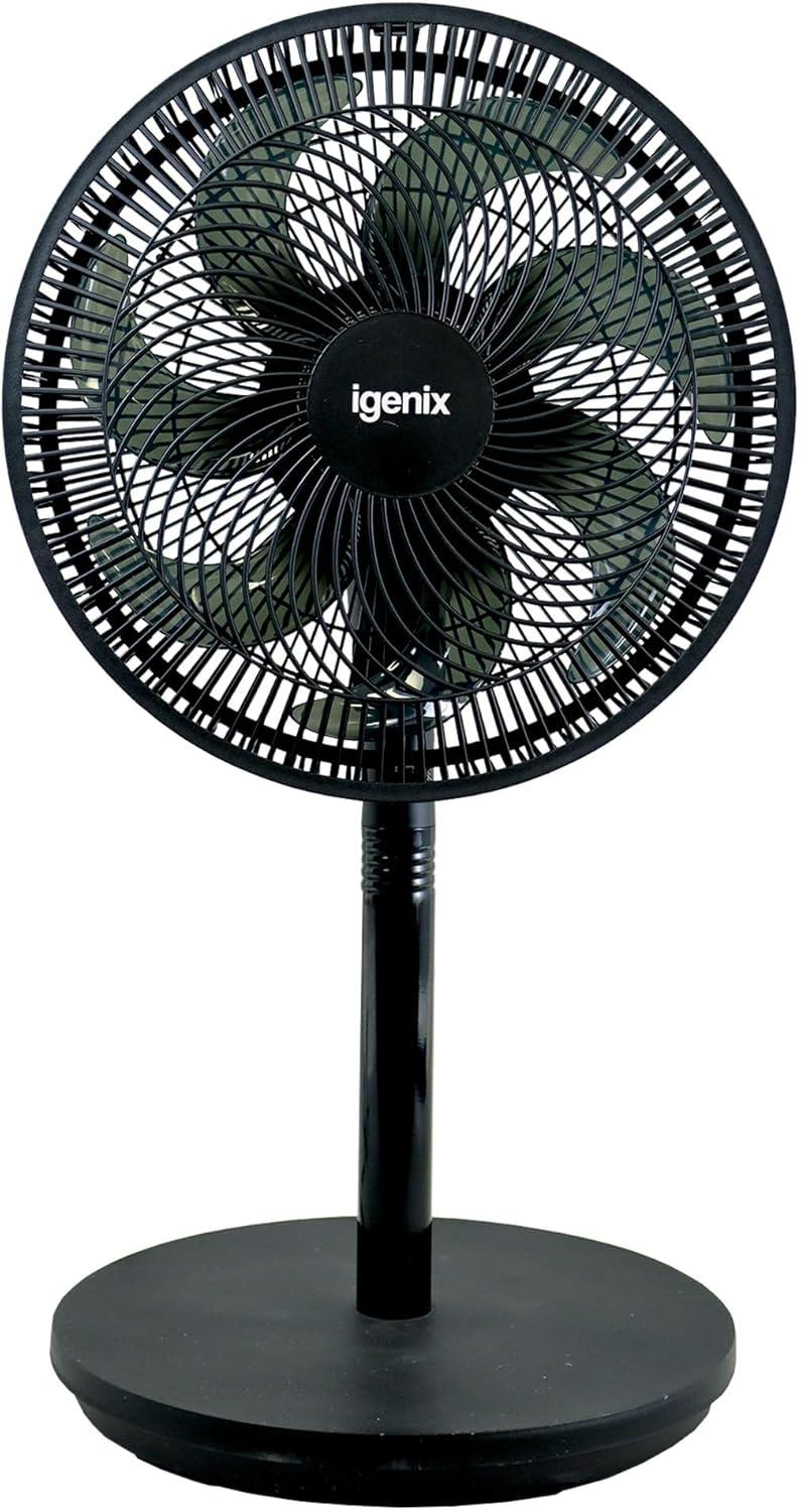 Igenix 12" 7 Bladed Pedestal Fan Black