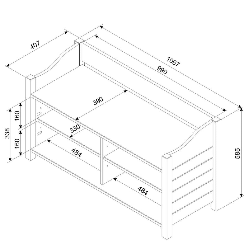 Corona Grey large shoe storage bench with storeage area,