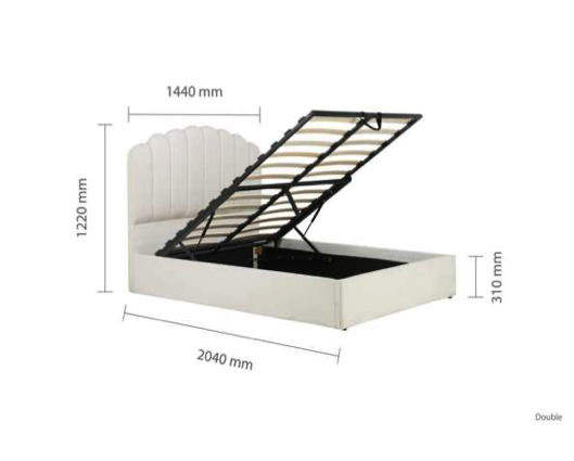 Monaco Fabric Ottoman Double Bed - White