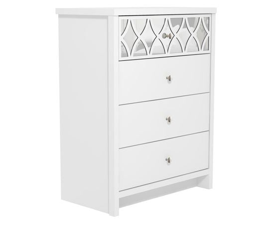 Arianna 4 Drawer Chest with Mirror- White