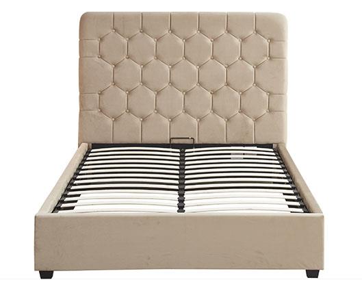 MADISON 4'6" OTTOMAN BED - FAWN VELVET FABRIC