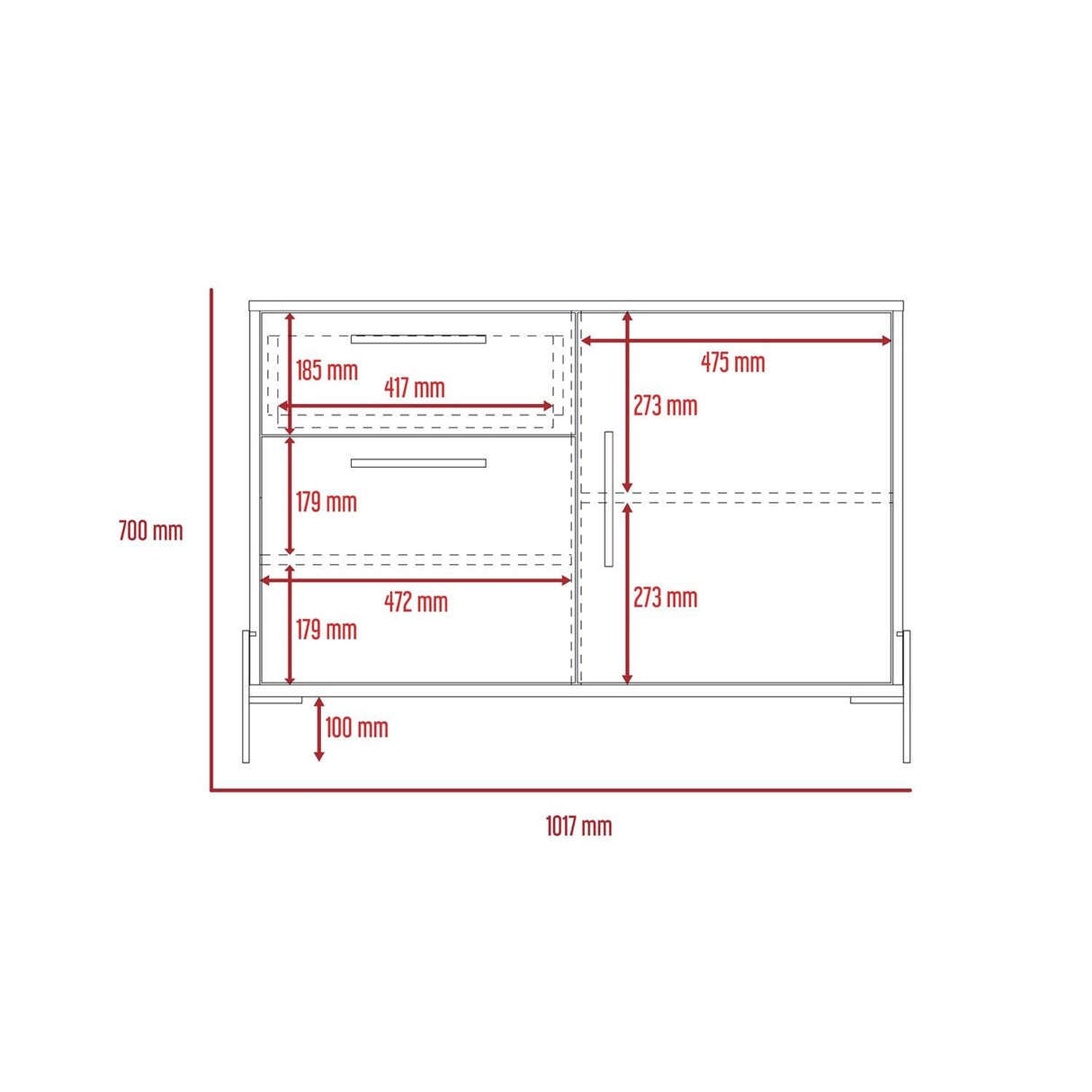 Houston Small Sideboard with 2 Door, 1 Drawer