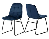 ATHENS RECT & LUKAS DINING SET (X4 CHAIRS) - MEDIUM OAK EFFECT/SAPPHIRE BLUE VELVET