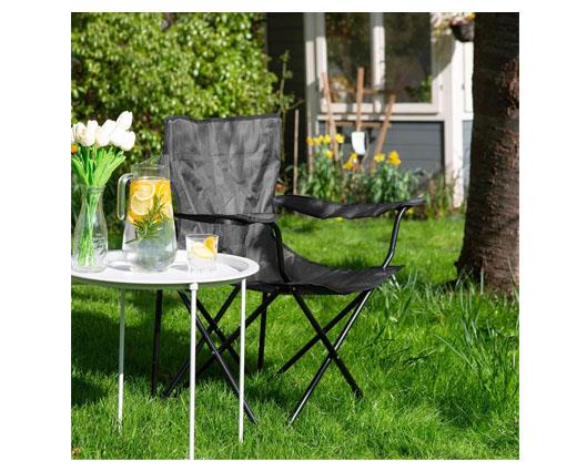 Harbour Housewares Folding Camping Chairs - Black - Pack of 2
