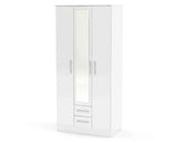 Larz 3 Door 2 Drawer Wardrobe With Mirror-White