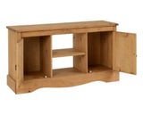 Corona 2 Door 1 Shelf Flat Screen TV Unit - Distressed Waxed Pine