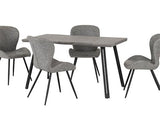 QUEBEC WAVE EDGE DINING SET (X4 CHAIRS) - CONCRETE EFFECT/GREY FAUX LEATHER