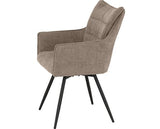 LEWIS CARVER SWIVEL DINING CHAIR (X2 PER BOX) - FAWN FABRIC