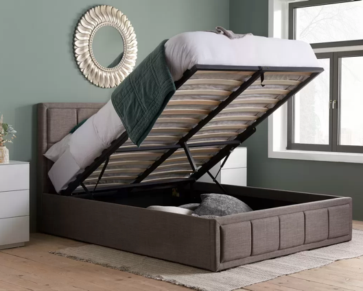 Harrison Small Double Ottoman Bed-Grey