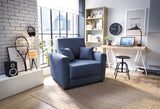 Owen Velvet Single Sofa Bed - Dark Blue