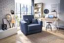 Owen Velvet Single Sofa Bed - Dark Blue