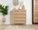 Catalina 5 Drawer Rattan Chest- Oak