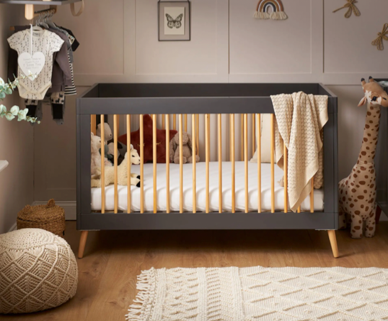 Maura Mini Cot Bed - Slate with Natural
