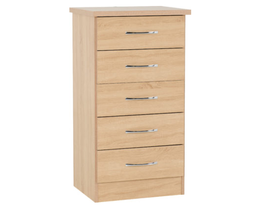 Neptune 5 Drawer Narrow Chest - Sonoma Oak Effect