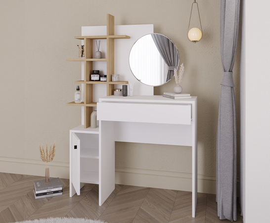 Flint Dressing Table- White & Oak