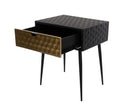 Jupiter metal 1 drawer bedside cabinet, gold drawer with black handle and legs