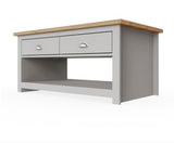 Lincoln 2 Drawer Coffee Table- Light Grey
