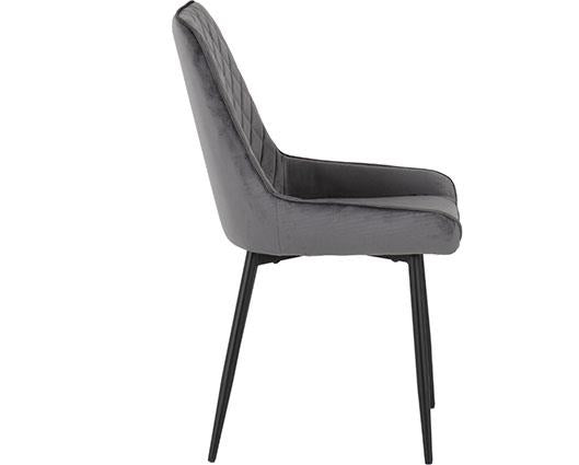 QUEBEC STRAIGHT & AVERY DINING SET (X4 CHAIRS) - MEDIUM OAK EFFECT/GREY VELVET