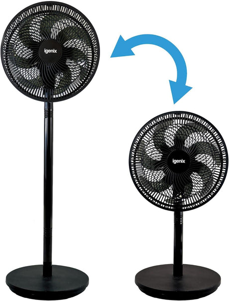 Igenix 12" 7 Bladed Pedestal Fan Black