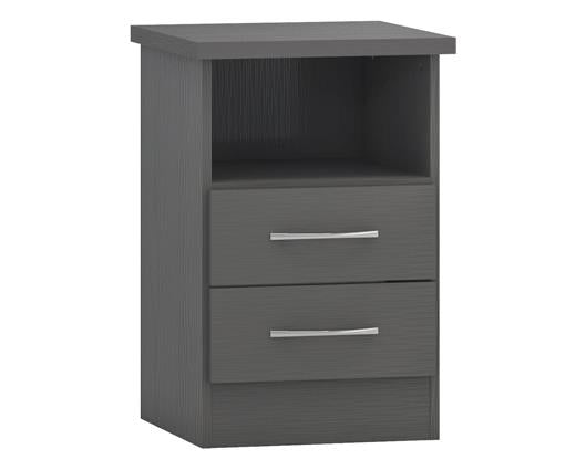 NEVADA 2 DRAWER BEDSIDE - 3D EFFECT GREY