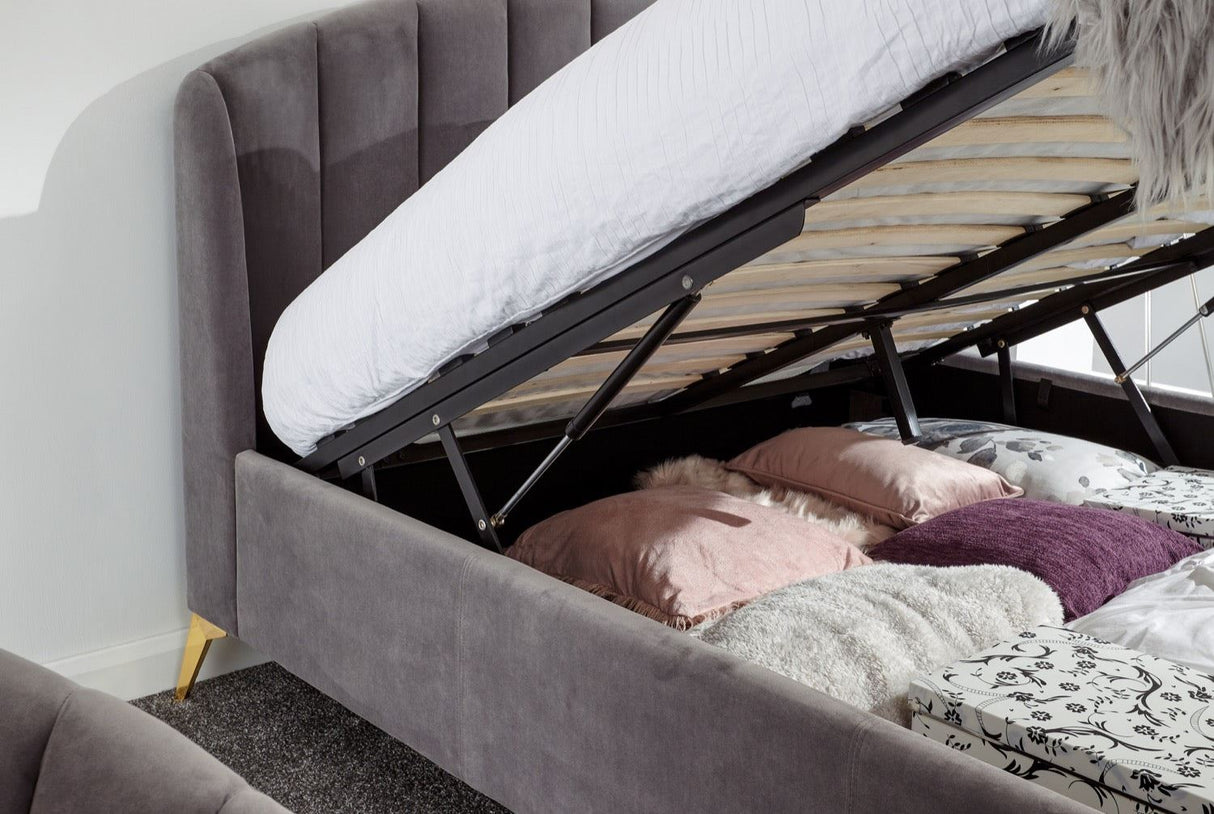 Pettine End Lift Ottoman Double Bed - Grey