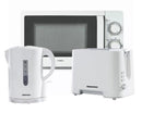 Daewoo 1.7L White Plastic Kettle, 2 Slice White Plastic Toaster and Tower 20L 800W Manual Microwave