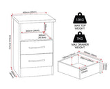 NEVADA 2 DRAWER BEDSIDE - 3D EFFECT GREY