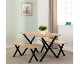 BUXTON DINING BENCH SET - LIGHT OAK EFFECT/BLACK