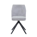 Aspen swivel dining chairs, light grey cord fabric with black metal legs (pair)