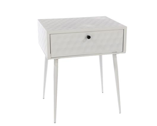 Saturn metal 1 drawer bedside cabinet, white with gold handle