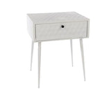 Saturn metal 1 drawer bedside cabinet, white with gold handle