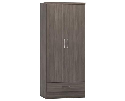 NEVADA 2 DOOR 1 DRAWER WARDROBE - BLACK WOOD GRAIN