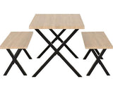 BUXTON DINING BENCH SET - LIGHT OAK EFFECT/BLACK