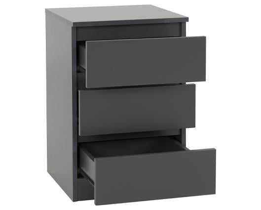 MALVERN 3 DRAWER BEDSIDE X2 - GREY