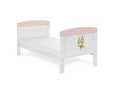 Grace Inspire Cot Bed + Fibre Mattress - Water Colour Rabbit Pink