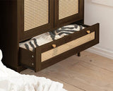 Croxley 2 Door 1 Drawer Rattan Wardrobe - Walnut