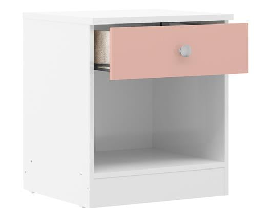 DENVER 1 DRAWER BEDSIDE - WHITE/PINK GLOSS
