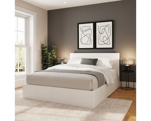 Serena Double Side Lift Ottoman Bed-White
