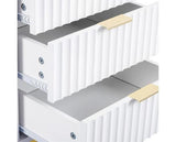 MIAMI 3 DRAWER BEDSIDE - WHITE/GOLD