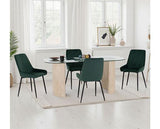 MODENA & AVERY DINING SET (X4 CHAIRS) - CREAM/EMERALD GREEN VELVET